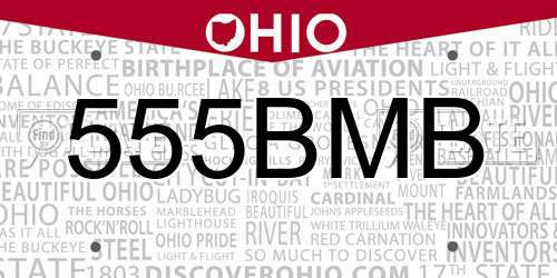 555BMB Ohio License Plate