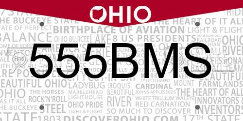 555BMS Ohio License Plate