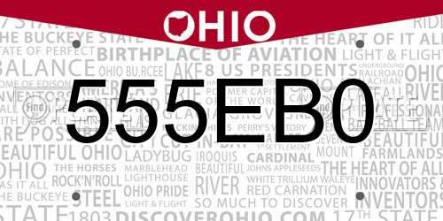 555EB0 Ohio License Plate
