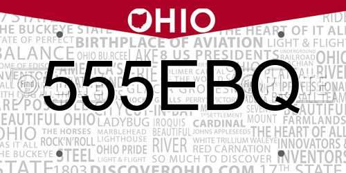 555EBQ Ohio License Plate