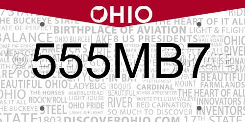 555MB7 Ohio License Plate