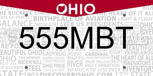 555MBT Ohio License Plate