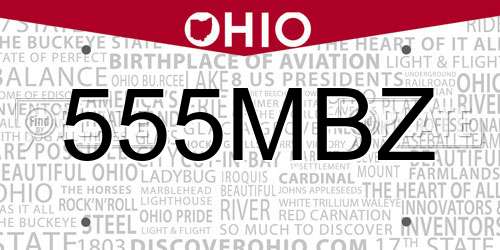 555MBZ Ohio License Plate