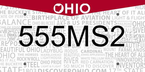 555MS2 Ohio License Plate
