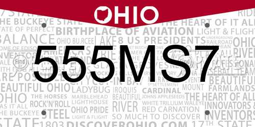 555MS7 Ohio License Plate
