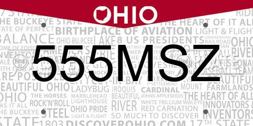 555MSZ Ohio License Plate