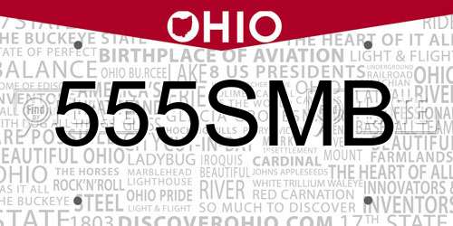 555SMB Ohio License Plate