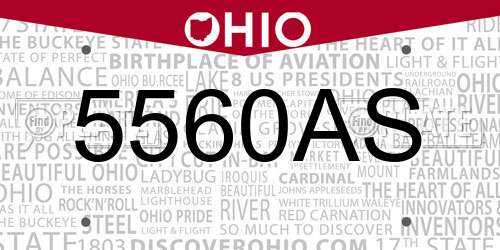 5560AS Ohio License Plate