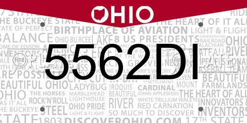 5562DI Ohio License Plate