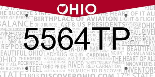 5564TP Ohio License Plate