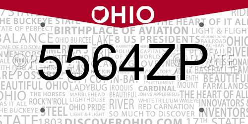 5564ZP Ohio License Plate