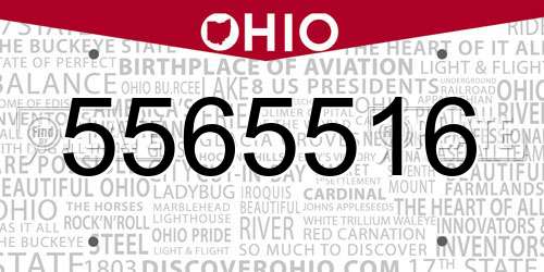 5565516 Ohio License Plate