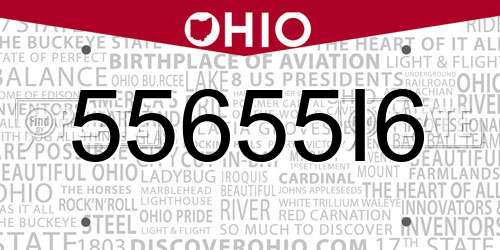 55655I6 Ohio License Plate