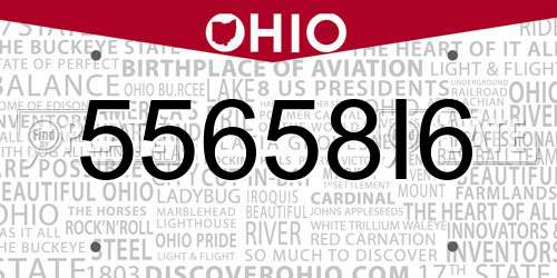55658I6 Ohio License Plate