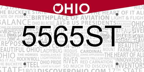 5565ST Ohio License Plate