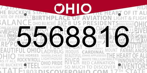 5568816 Ohio License Plate