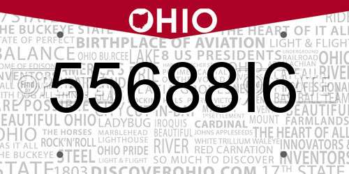 55688I6 Ohio License Plate