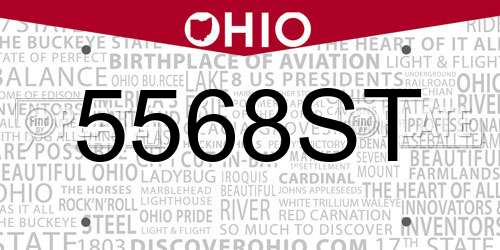 5568ST Ohio License Plate