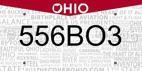 556BO3 Ohio License Plate