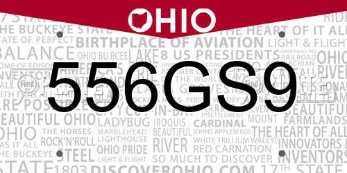 556GS9 Ohio License Plate
