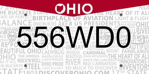556WD0 Ohio License Plate