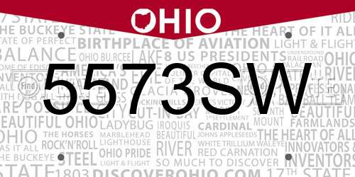 5573SW Ohio License Plate
