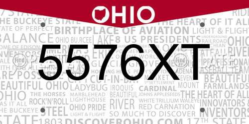 5576XT Ohio License Plate