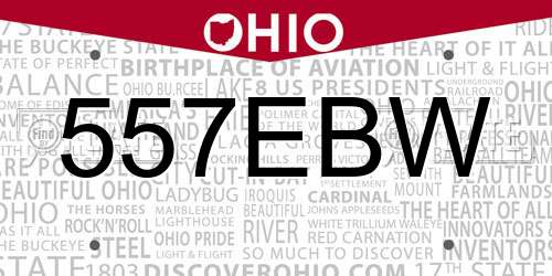 557EBW Ohio License Plate
