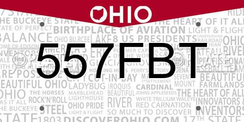 557FBT Ohio License Plate