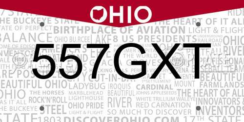 557GXT Ohio License Plate