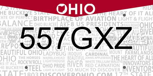 557GXZ Ohio License Plate