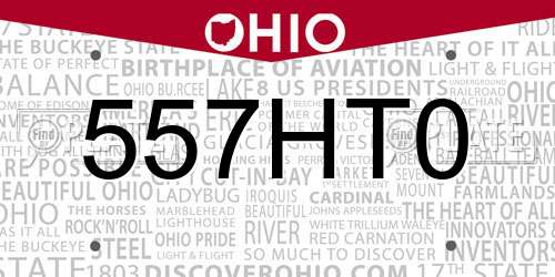 557HT0 Ohio License Plate