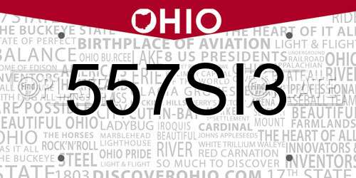 557SI3 Ohio License Plate
