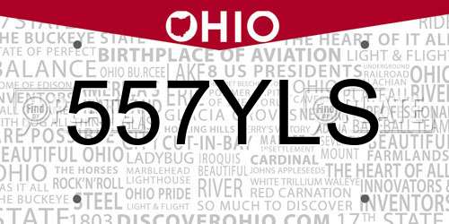 557YLS Ohio License Plate