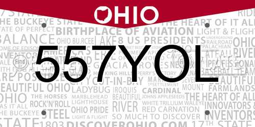 557YOL Ohio License Plate