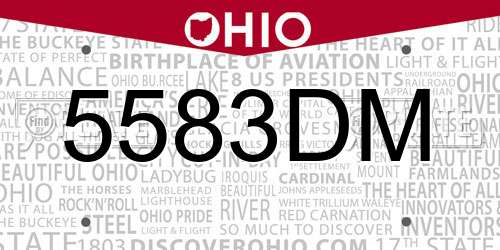 5583DM Ohio License Plate