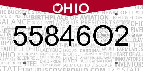 55846O2 Ohio License Plate