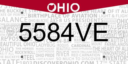 5584VE Ohio License Plate