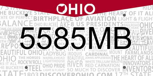 5585MB Ohio License Plate