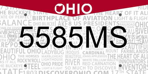 5585MS Ohio License Plate
