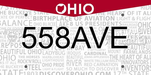 558AVE Ohio License Plate