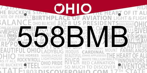 558BMB Ohio License Plate