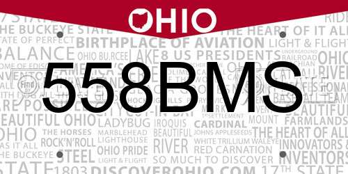 558BMS Ohio License Plate