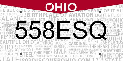 558ESQ Ohio License Plate