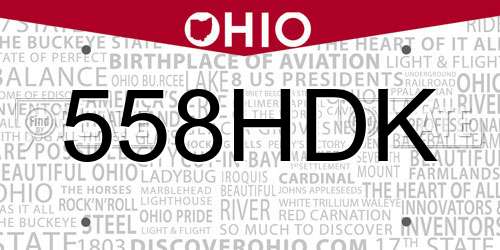 558HDK Ohio License Plate