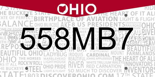 558MB7 Ohio License Plate