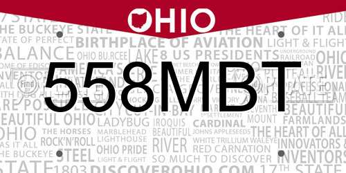 558MBT Ohio License Plate