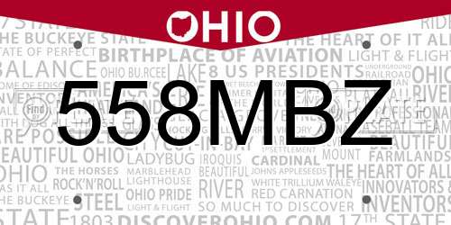 558MBZ Ohio License Plate