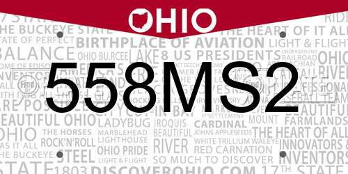 558MS2 Ohio License Plate