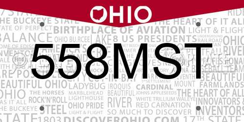 558MST Ohio License Plate